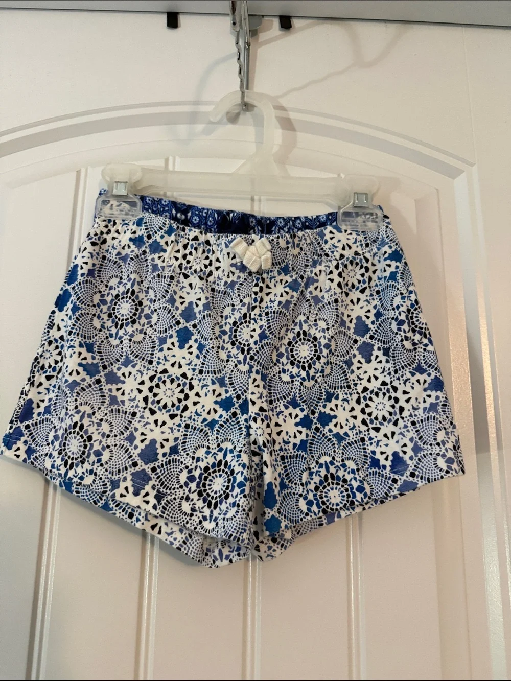 Gently worn Blue and White Lace-Print Shorts (2)